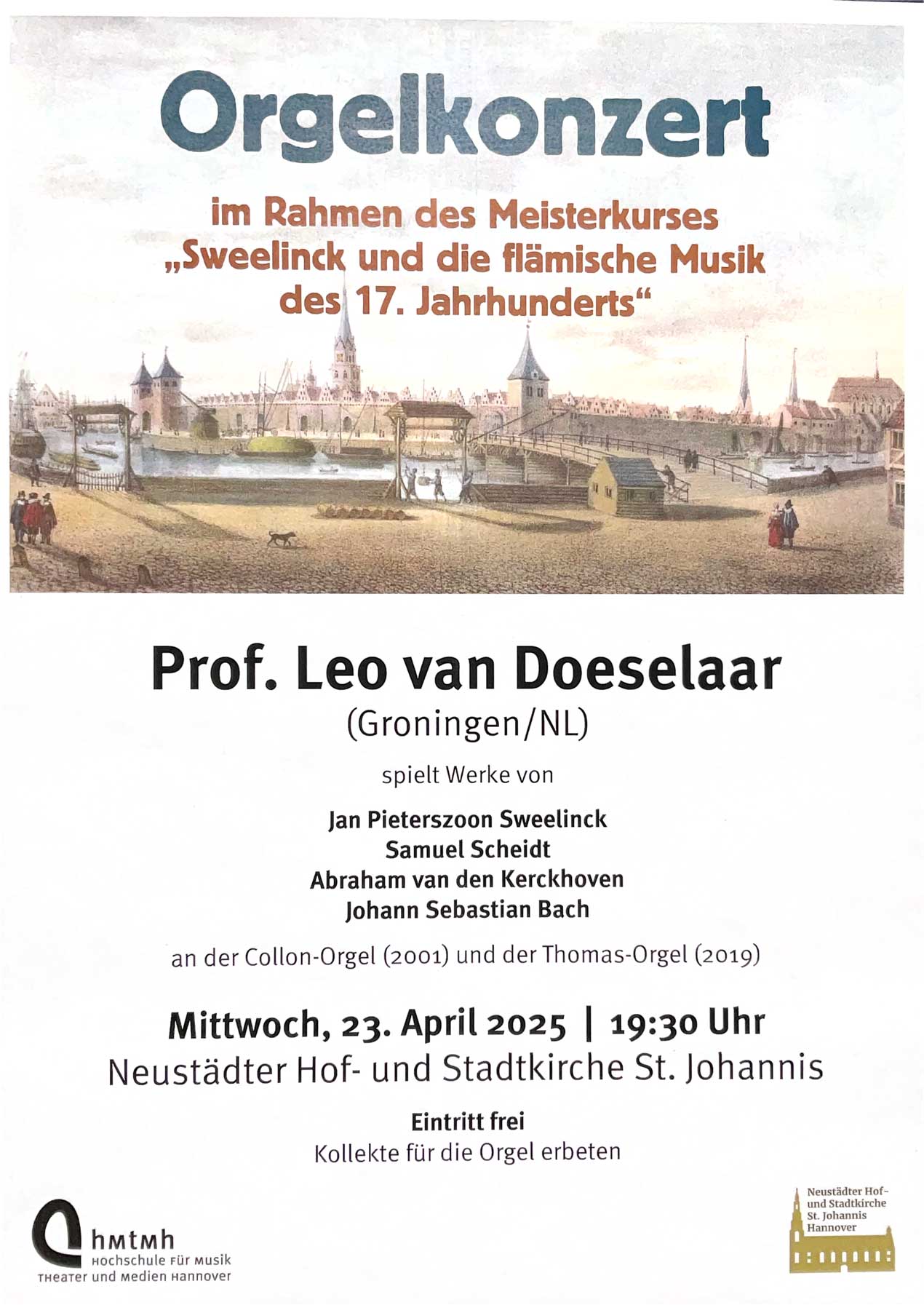 Plakat zum Orgelkonzert mit Prof. Leo van Doeselaar