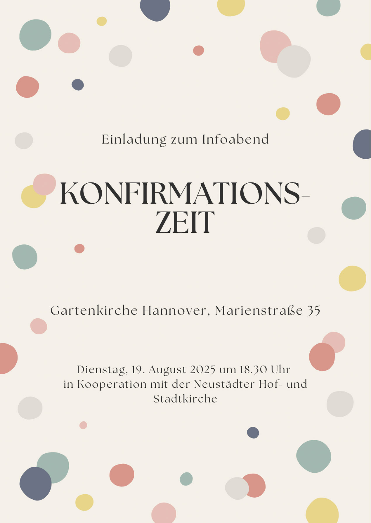 Plakat Einladung zur Konfirmandenzeit