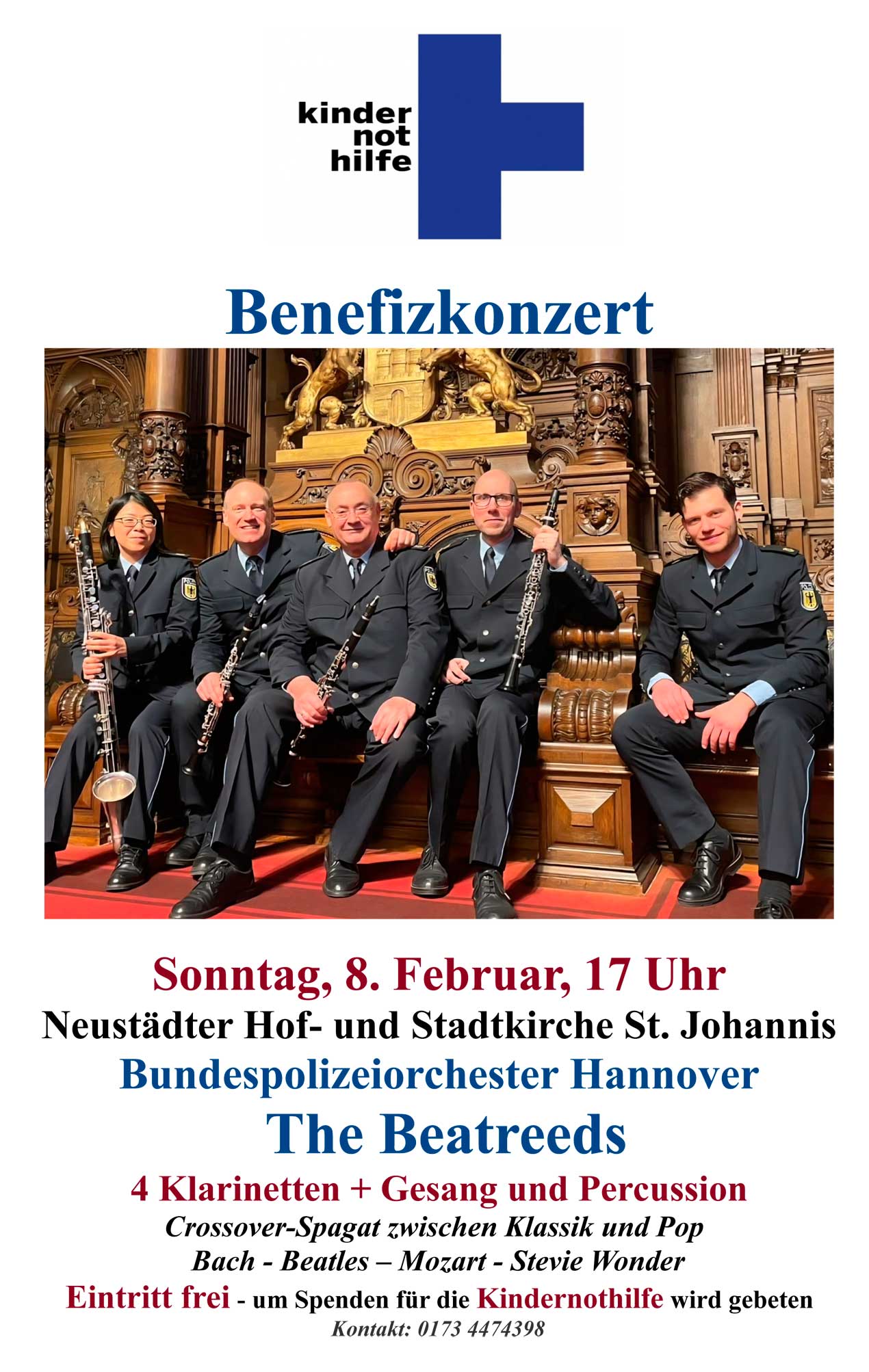 Konzert The Beatreeds - Musik genießen, Kindern helfen! am 8. Februar 2026, 17 Uhr Konzert The Beatreeds - Musik genießen, Kindern helfen! am 8. Februar 2026, 17 Uhr