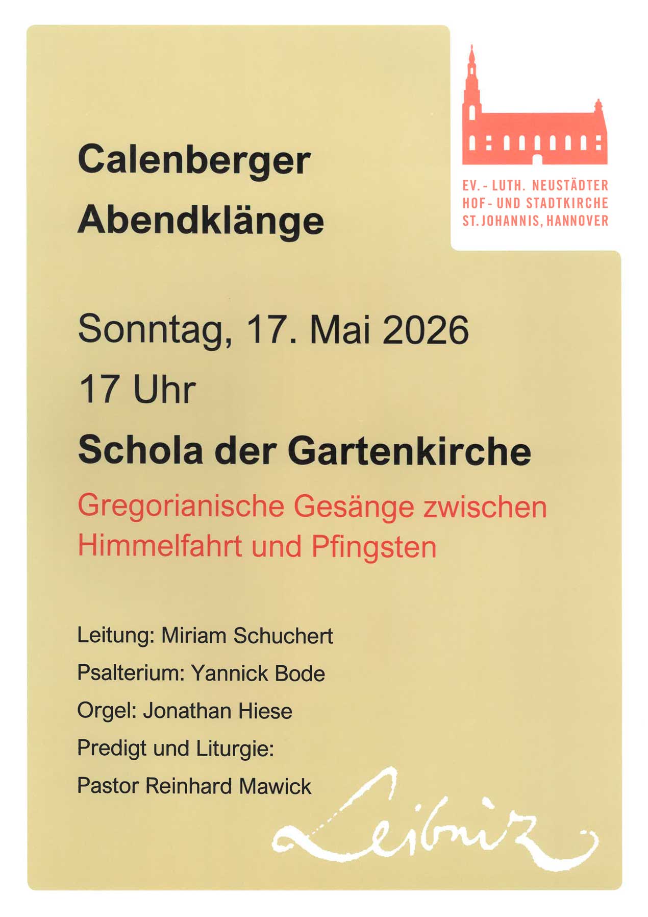 Plakat für die Calenberger Abendklänge am 17. Mai 2026