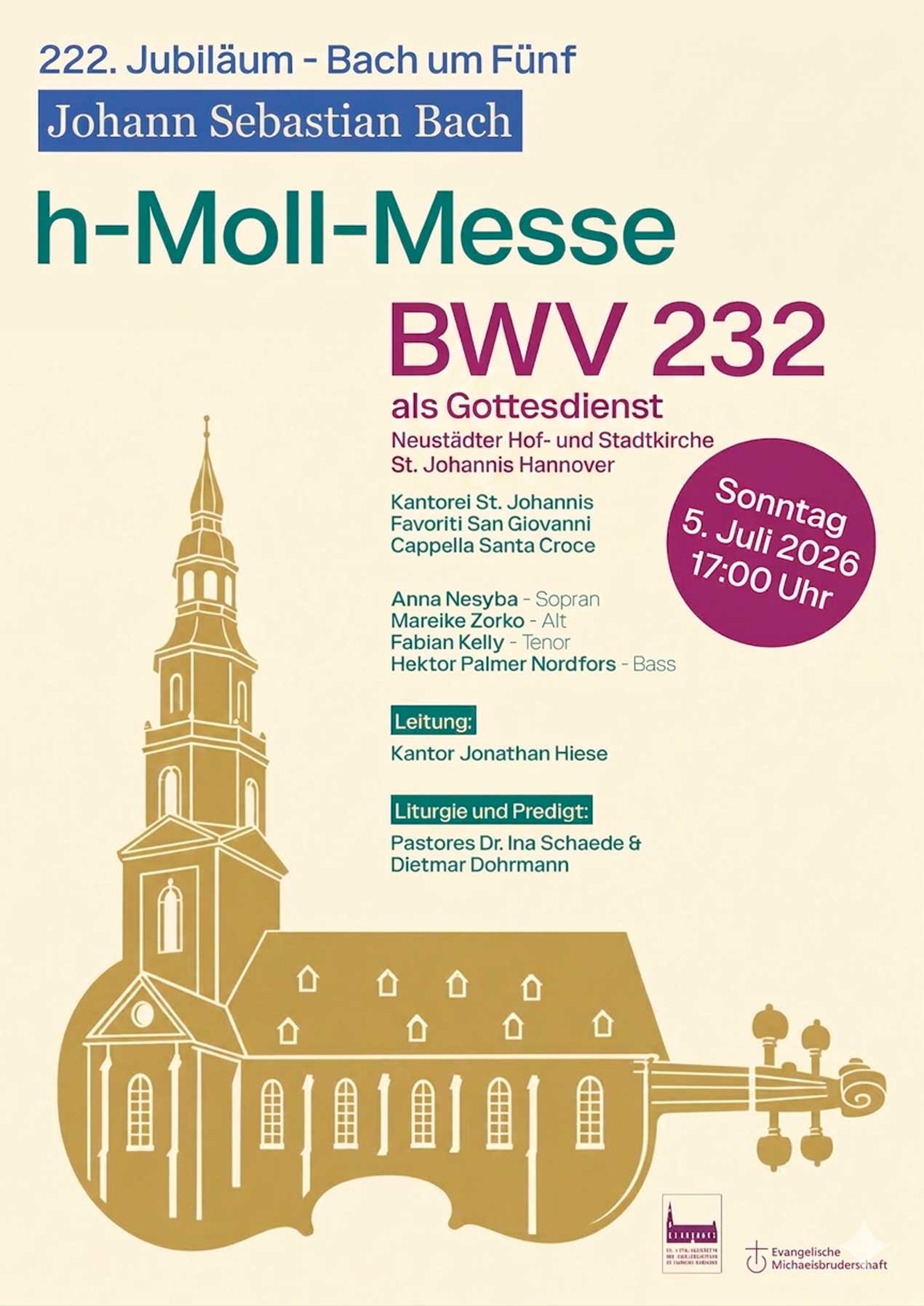 Plakat für die h-Moll-Messe BWV 232 am 5. Juli 2026