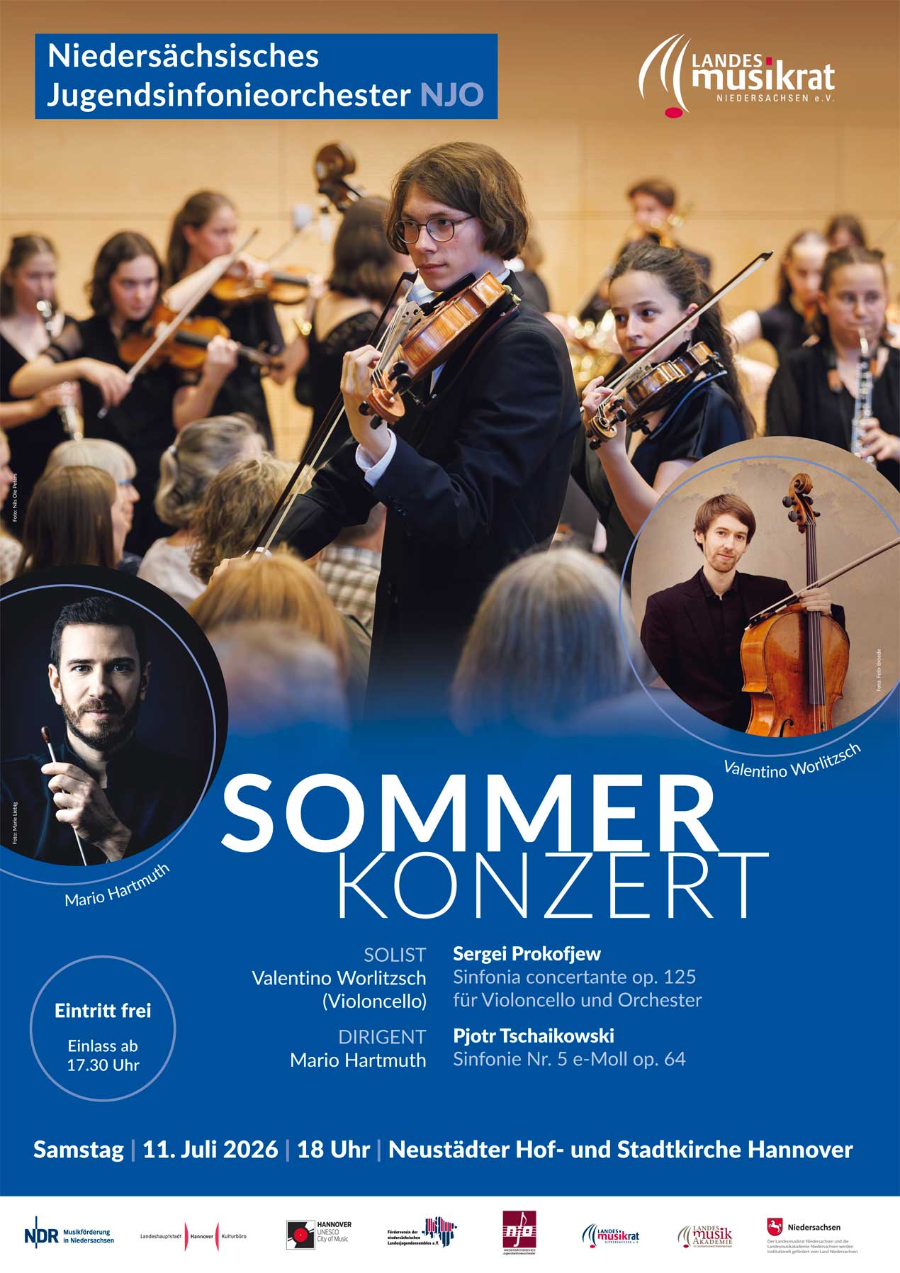 Plakat für das Sommerkonzert des Niedersächsischen Jugendsinfonieorchesters am 11. Juli 2026